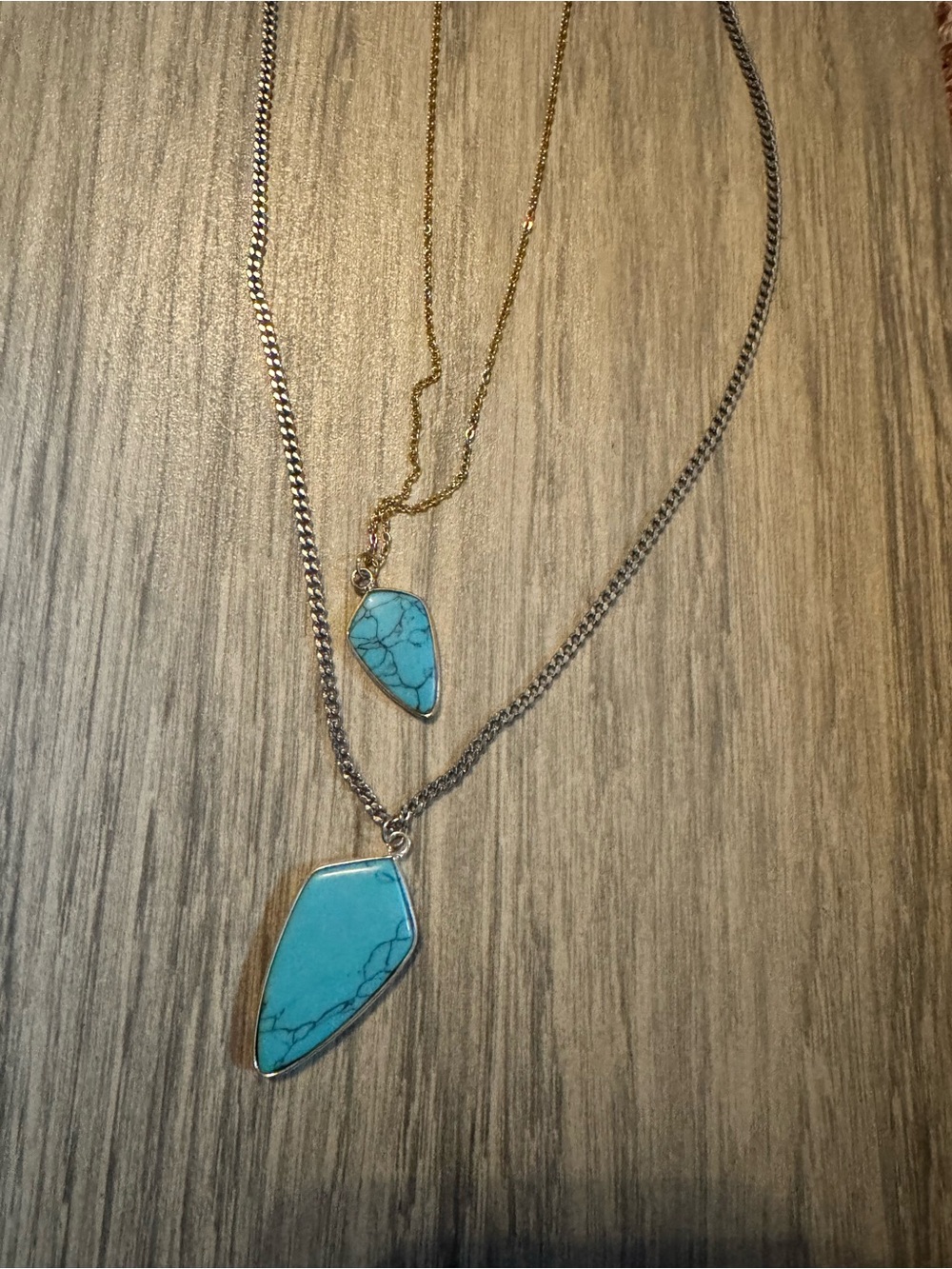 Kinsley Armelle Two Turquoise Blue Stone Pendant Necklace